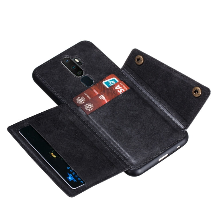 For OPPO A9 (2020) Shockproof Magnetic PU + TPU Protective Case with Card Slots