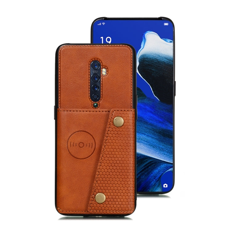 For OPPO Reno2 Shockproof Magnetic PU + TPU Protective Case with Card Slots