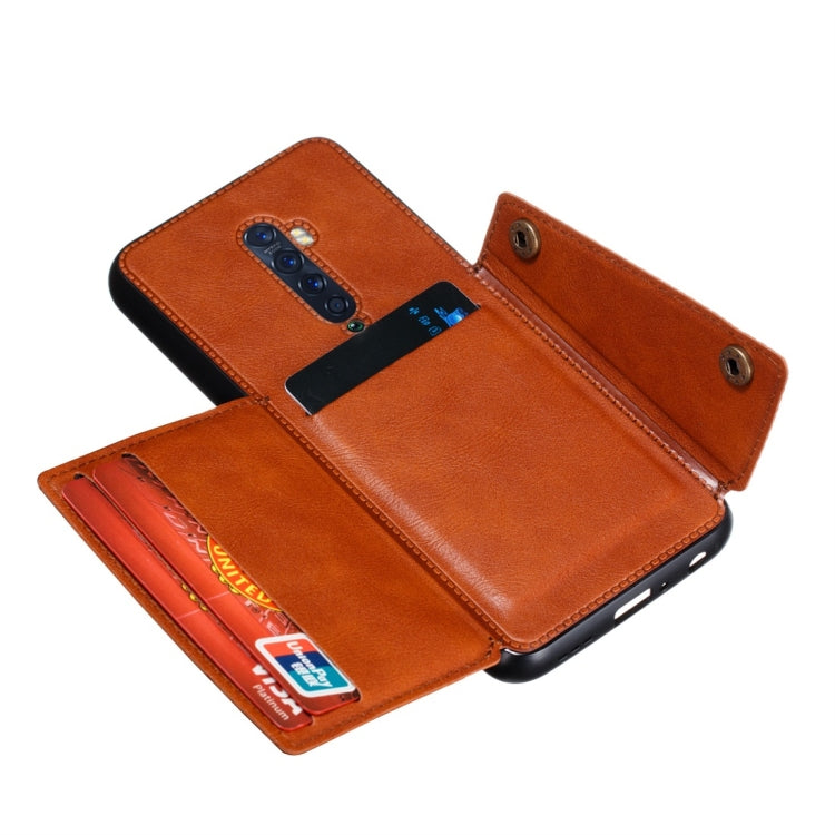 For OPPO Reno2 Shockproof Magnetic PU + TPU Protective Case with Card Slots