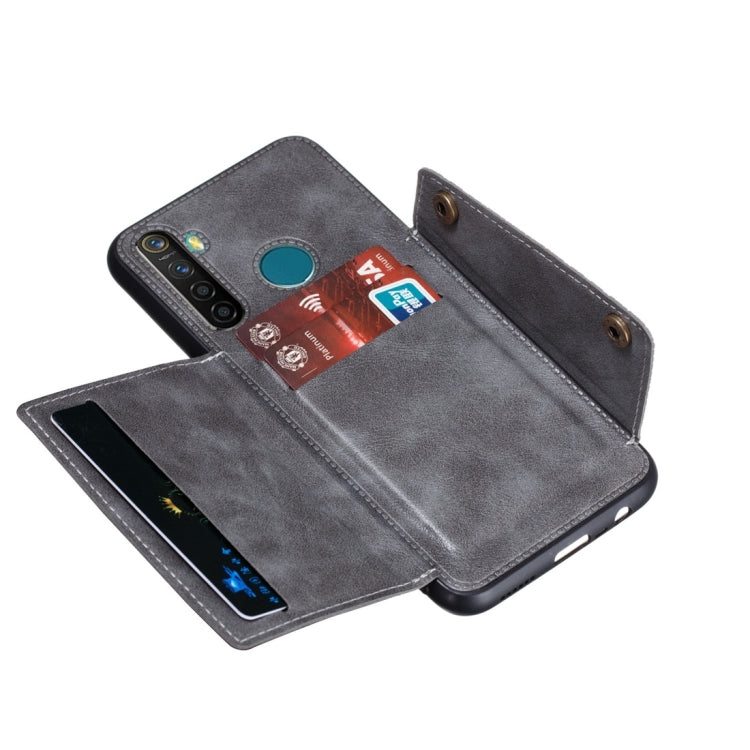 For OPPO Realme 5 Shockproof Magnetic PU + TPU Protective Case with Card Slots