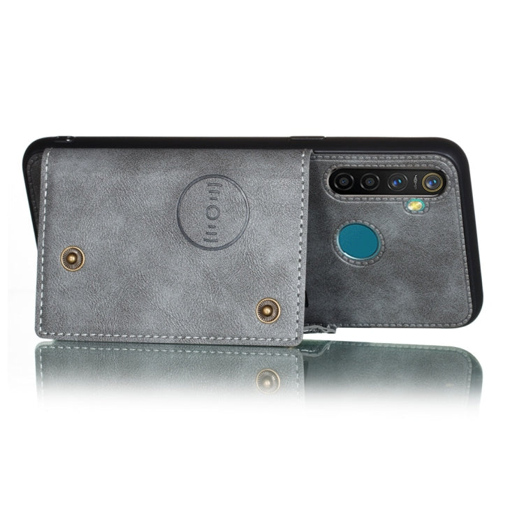 For OPPO Realme 5 Shockproof Magnetic PU + TPU Protective Case with Card Slots