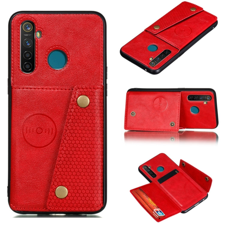 For OPPO Realme 5 Pro Shockproof Magnetic PU + TPU Protective Case with Card Slots