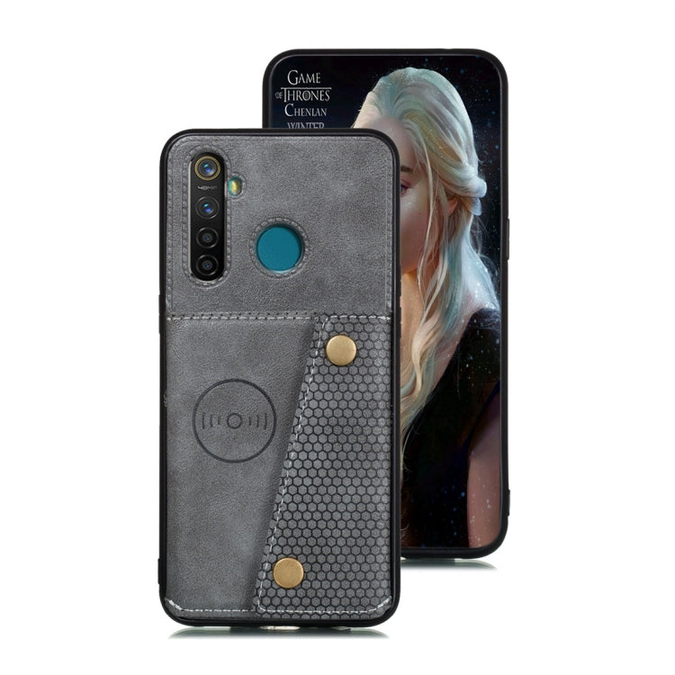 For OPPO Realme 5 Pro Shockproof Magnetic PU + TPU Protective Case with Card Slots