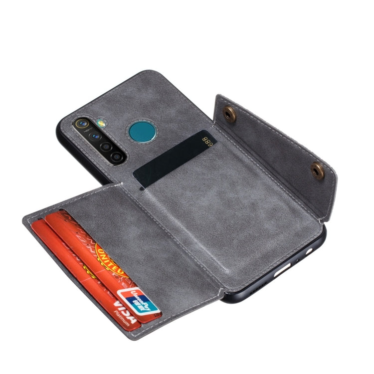 For OPPO Realme 5 Pro Shockproof Magnetic PU + TPU Protective Case with Card Slots