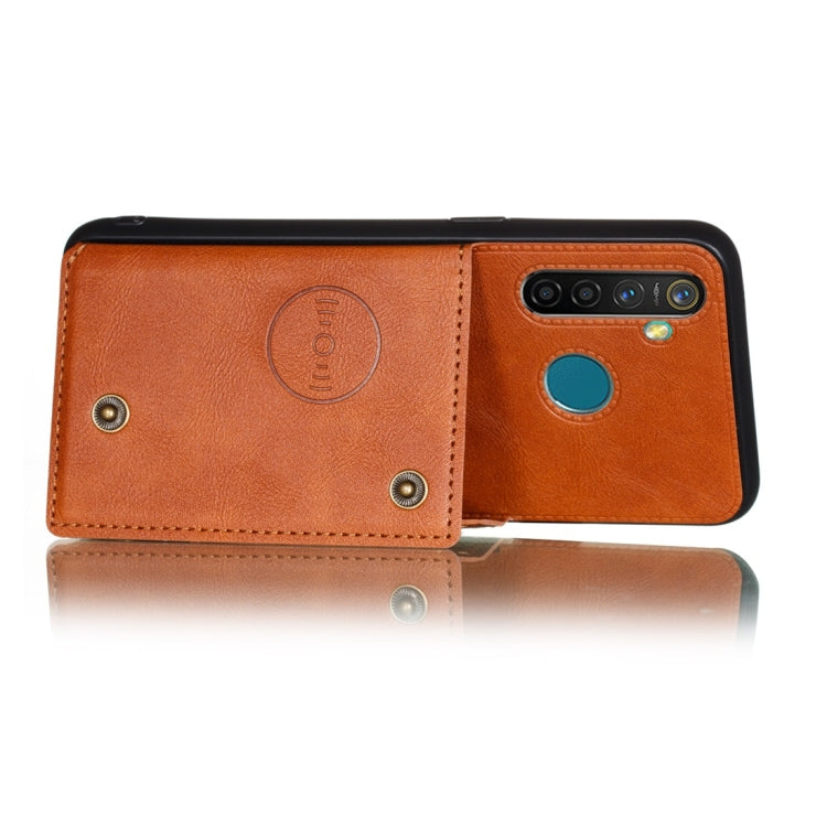 For OPPO Realme 5 Pro Shockproof Magnetic PU + TPU Protective Case with Card Slots