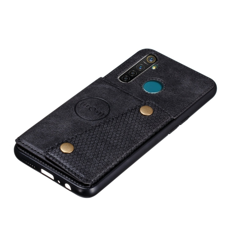 For OPPO Realme 5 Pro Shockproof Magnetic PU + TPU Protective Case with Card Slots