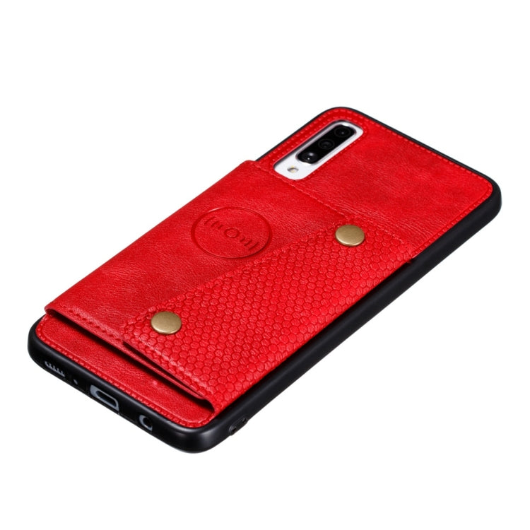 For Galaxy A70s Shockproof Magnetic PU + TPU Protective Case with Card Slots