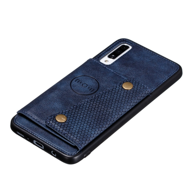 For Galaxy A70s Shockproof Magnetic PU + TPU Protective Case with Card Slots