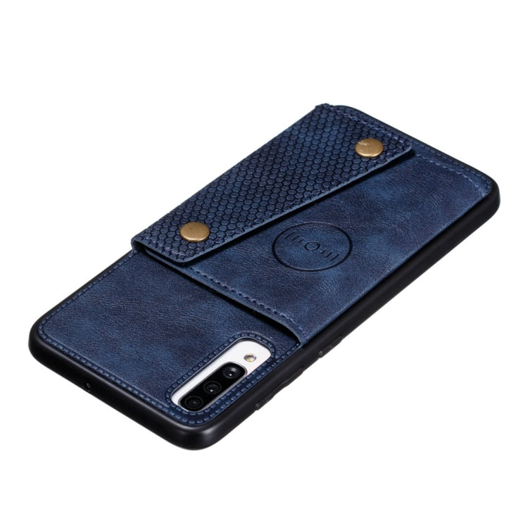 For Galaxy A70s Shockproof Magnetic PU + TPU Protective Case with Card Slots