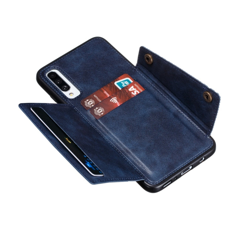 For Galaxy A70s Shockproof Magnetic PU + TPU Protective Case with Card Slots