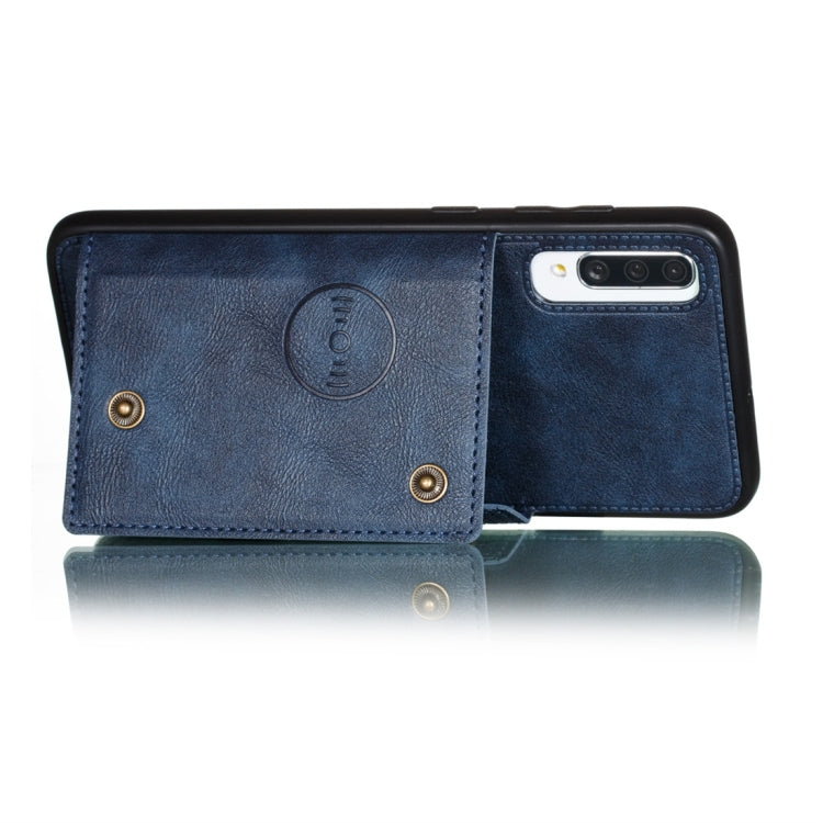For Galaxy A70s Shockproof Magnetic PU + TPU Protective Case with Card Slots