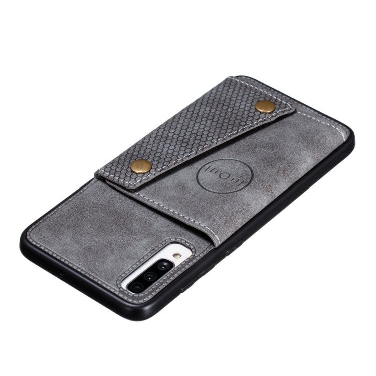For Galaxy A70s Shockproof Magnetic PU + TPU Protective Case with Card Slots