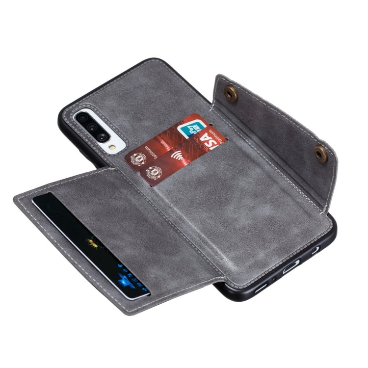 For Galaxy A70s Shockproof Magnetic PU + TPU Protective Case with Card Slots