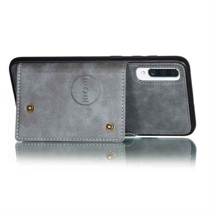 For Galaxy A70s Shockproof Magnetic PU + TPU Protective Case with Card Slots