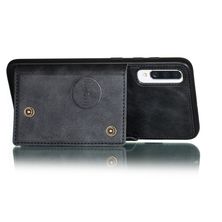 For Galaxy A70s Shockproof Magnetic PU + TPU Protective Case with Card Slots
