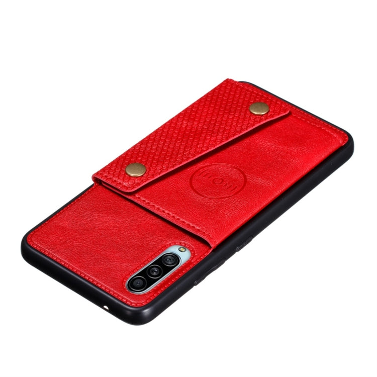 For Galaxy A90 5G Shockproof Magnetic PU + TPU Protective Case with Card Slots