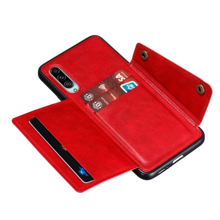 For Galaxy A90 5G Shockproof Magnetic PU + TPU Protective Case with Card Slots