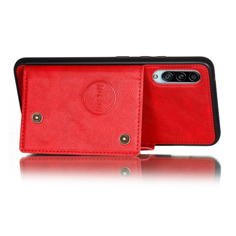 For Galaxy A90 5G Shockproof Magnetic PU + TPU Protective Case with Card Slots