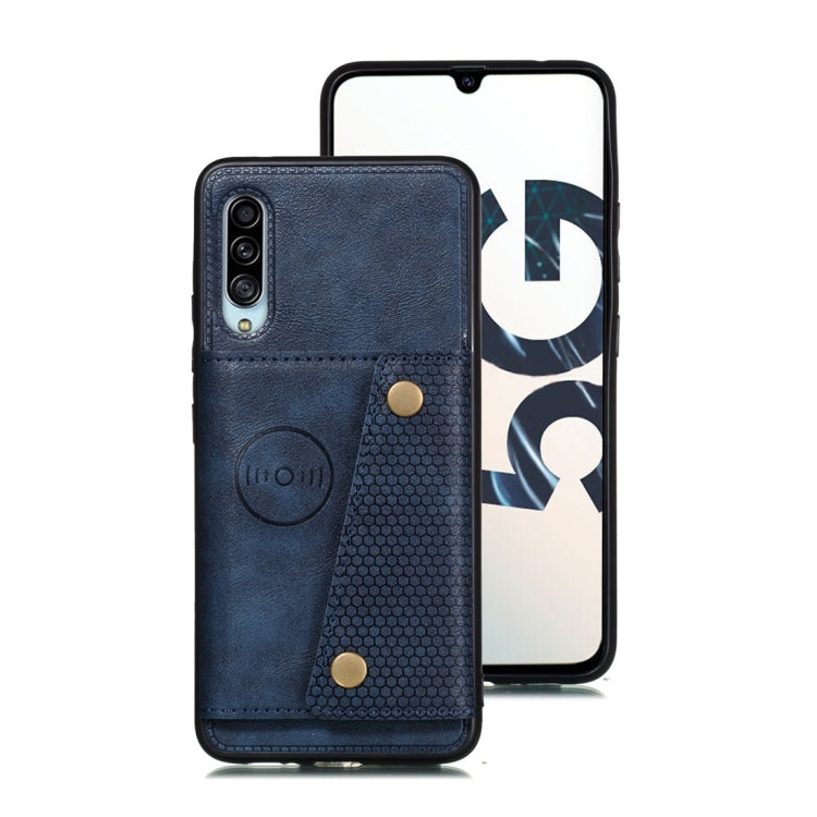 For Galaxy A90 5G Shockproof Magnetic PU + TPU Protective Case with Card Slots