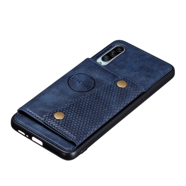 For Galaxy A90 5G Shockproof Magnetic PU + TPU Protective Case with Card Slots