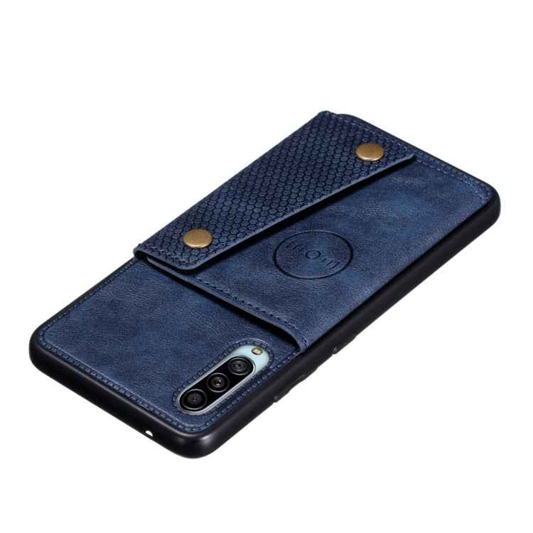 For Galaxy A90 5G Shockproof Magnetic PU + TPU Protective Case with Card Slots