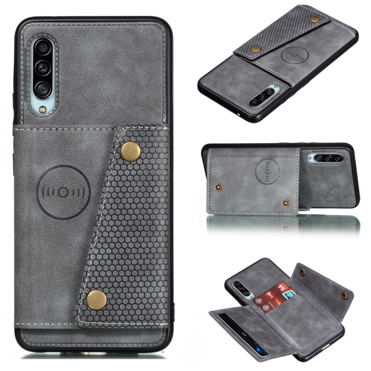 For Galaxy A90 5G Shockproof Magnetic PU + TPU Protective Case with Card Slots