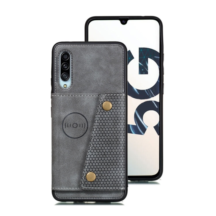 For Galaxy A90 5G Shockproof Magnetic PU + TPU Protective Case with Card Slots