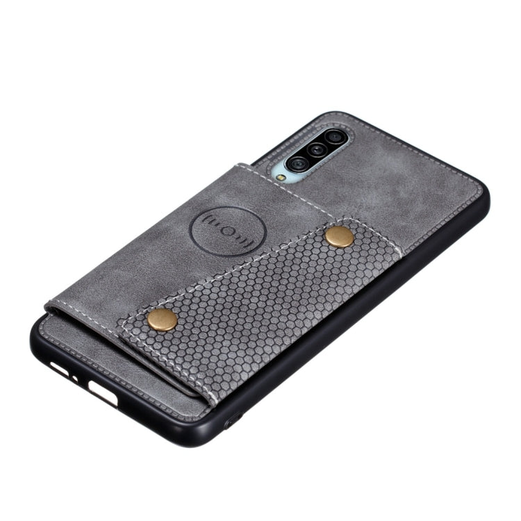 For Galaxy A90 5G Shockproof Magnetic PU + TPU Protective Case with Card Slots