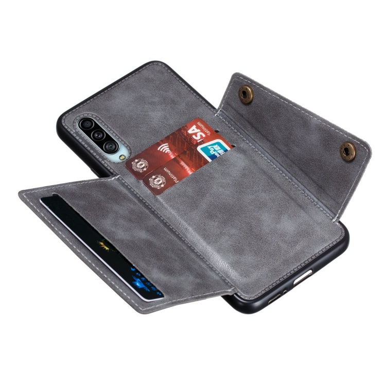 For Galaxy A90 5G Shockproof Magnetic PU + TPU Protective Case with Card Slots