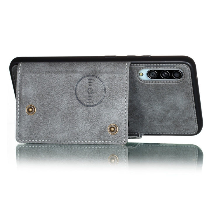 For Galaxy A90 5G Shockproof Magnetic PU + TPU Protective Case with Card Slots