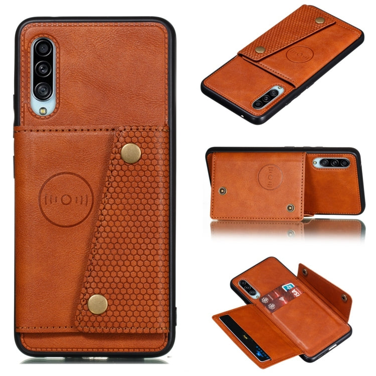 For Galaxy A90 5G Shockproof Magnetic PU + TPU Protective Case with Card Slots
