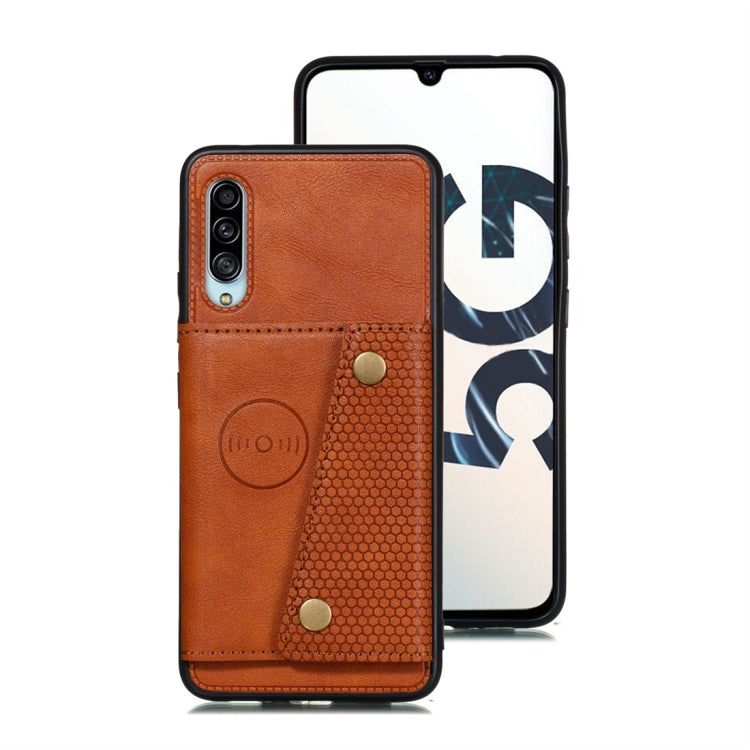 For Galaxy A90 5G Shockproof Magnetic PU + TPU Protective Case with Card Slots
