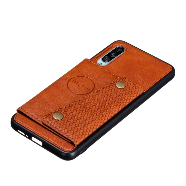 For Galaxy A90 5G Shockproof Magnetic PU + TPU Protective Case with Card Slots