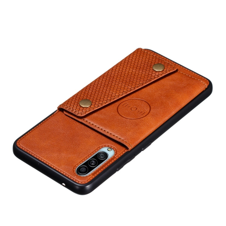 For Galaxy A90 5G Shockproof Magnetic PU + TPU Protective Case with Card Slots