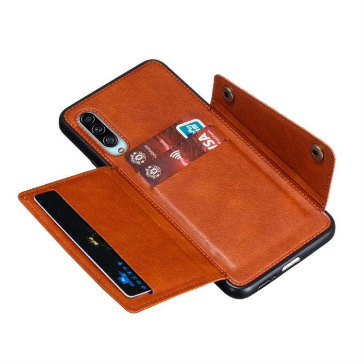 For Galaxy A90 5G Shockproof Magnetic PU + TPU Protective Case with Card Slots