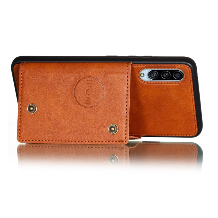 For Galaxy A90 5G Shockproof Magnetic PU + TPU Protective Case with Card Slots
