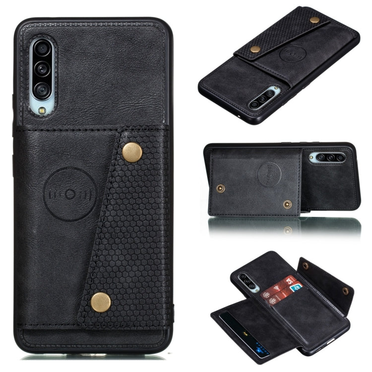 For Galaxy A90 5G Shockproof Magnetic PU + TPU Protective Case with Card Slots