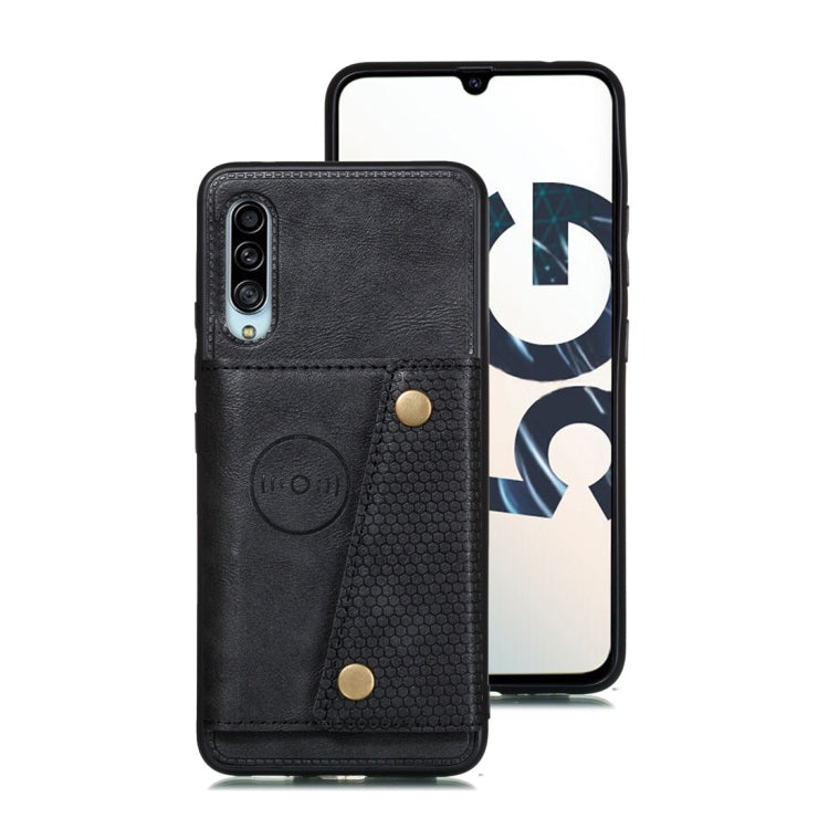 For Galaxy A90 5G Shockproof Magnetic PU + TPU Protective Case with Card Slots