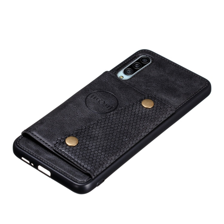 For Galaxy A90 5G Shockproof Magnetic PU + TPU Protective Case with Card Slots