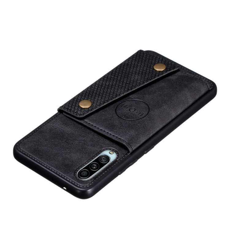 For Galaxy A90 5G Shockproof Magnetic PU + TPU Protective Case with Card Slots