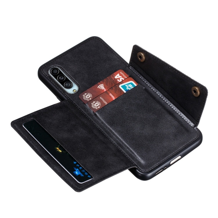 For Galaxy A90 5G Shockproof Magnetic PU + TPU Protective Case with Card Slots