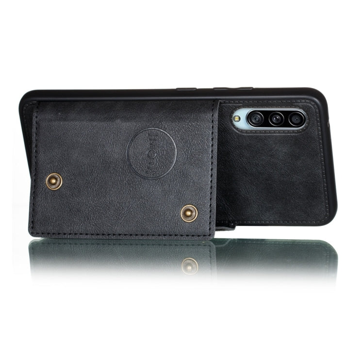 For Galaxy A90 5G Shockproof Magnetic PU + TPU Protective Case with Card Slots