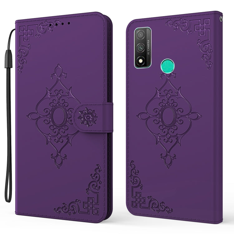 For Huawei P smart 2020 Embossed Fortune Flower Pattern Horizontal Flip Leather Case with Holder & Card Slot & Wallet & Lanyard