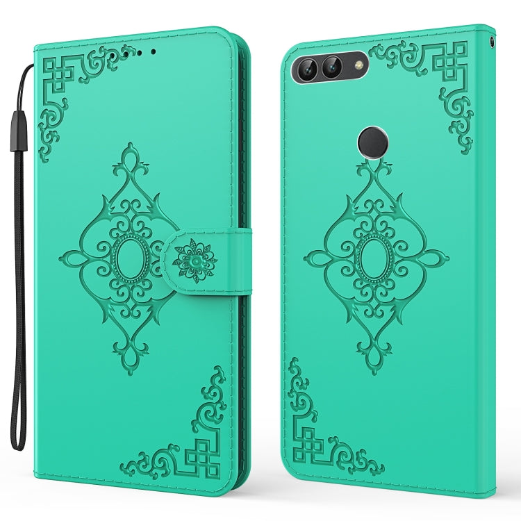 For Huawei P Smart / Enjoy 7S / Honor 9 Lite Embossed Fortune Flower Pattern Horizontal Flip Leather Case with Holder & Card Slot & Wallet & Lanyard