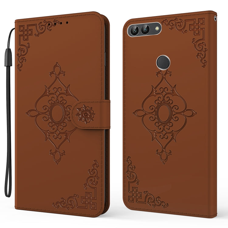 For Huawei P Smart / Enjoy 7S / Honor 9 Lite Embossed Fortune Flower Pattern Horizontal Flip Leather Case with Holder & Card Slot & Wallet & Lanyard