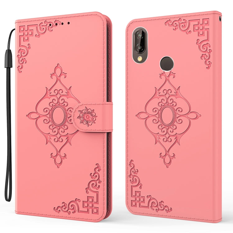 For Huawei P20 Lite Embossed Fortune Flower Pattern Horizontal Flip Leather Case with Holder & Card Slot & Wallet & Lanyard