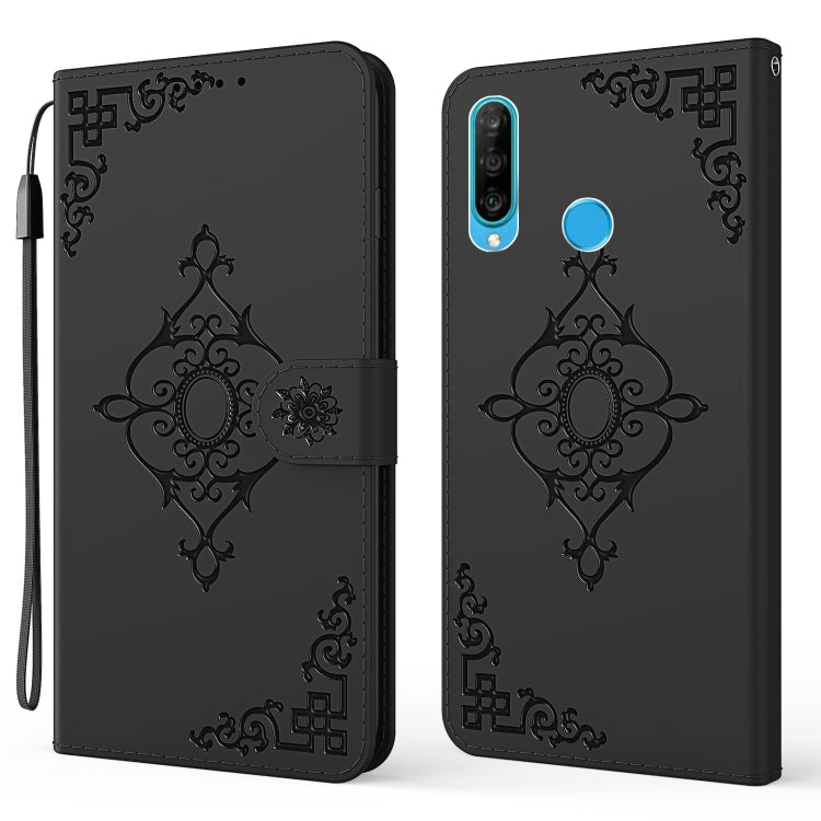 For Huawei P30 Lite Embossed Fortune Flower Pattern Horizontal Flip Leather Case with Holder & Card Slot & Wallet & Lanyard