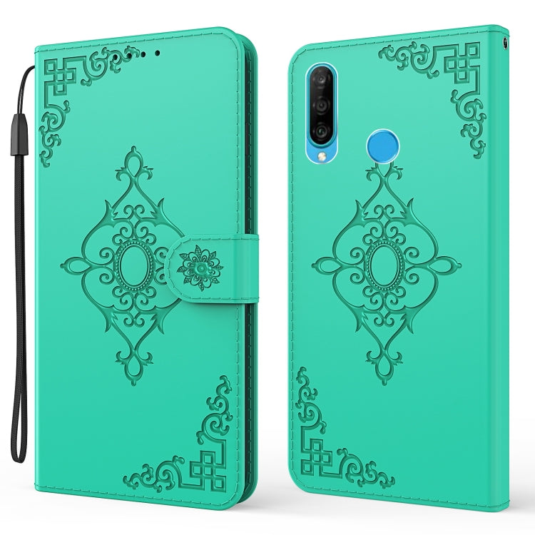 For Huawei P30 Lite Embossed Fortune Flower Pattern Horizontal Flip Leather Case with Holder & Card Slot & Wallet & Lanyard