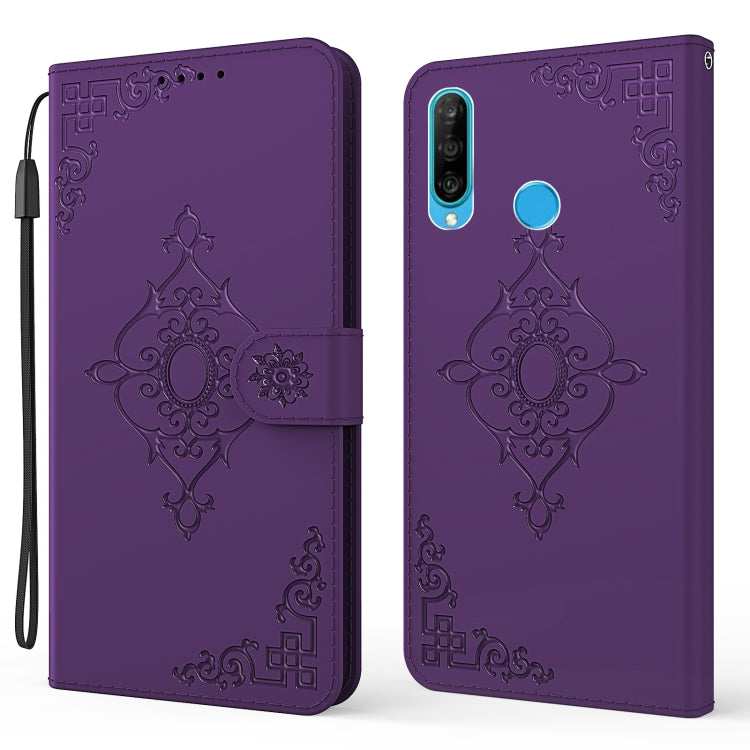 For Huawei P30 Lite Embossed Fortune Flower Pattern Horizontal Flip Leather Case with Holder & Card Slot & Wallet & Lanyard