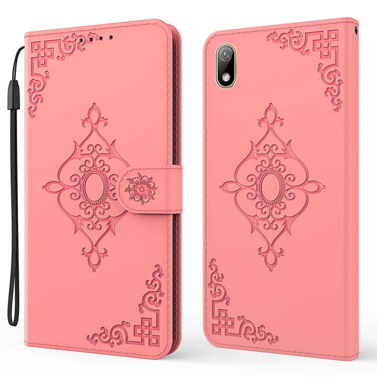 For Huawei Y5 (2019) Embossed Fortune Flower Pattern Horizontal Flip Leather Case with Holder & Card Slot & Wallet & Lanyard